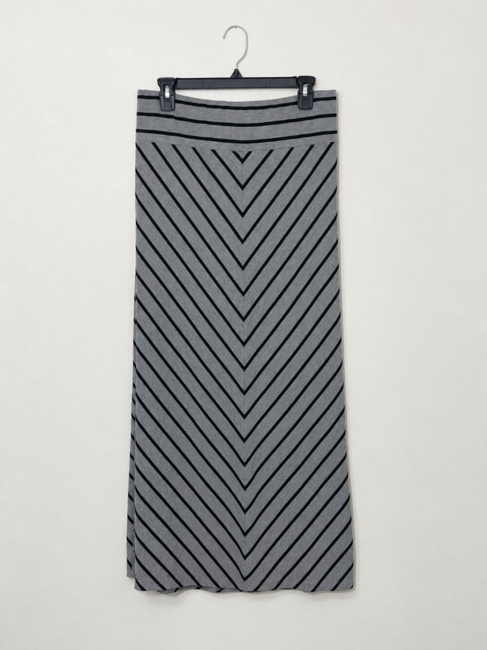 Pure Energy Chevron Stripe Maxi Skirt Gray Black 2X